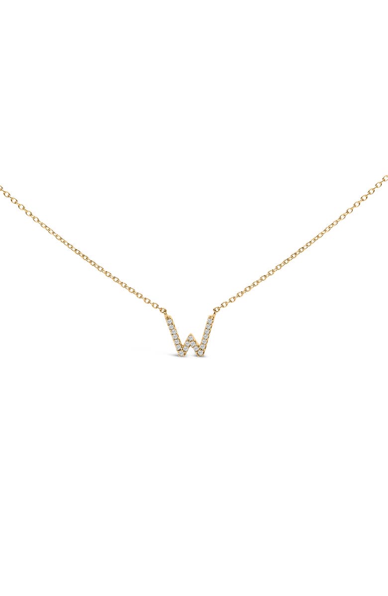 Haus of Brilliance 10K Yellow Gold Diamond Accent "A-Z" Block Initial Pendant Necklace, Main, color, Yellow Gold | W