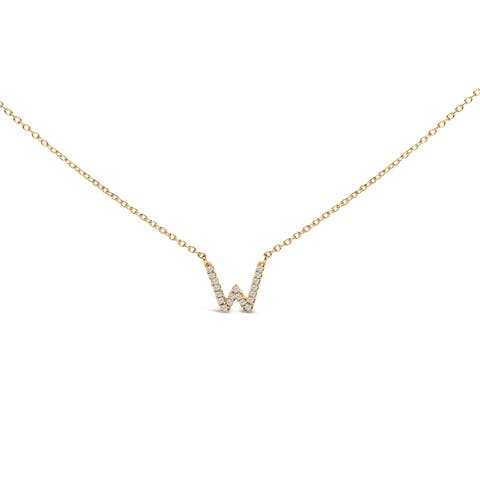 10K Yellow Gold Diamond Accent "A-Z" Block Initial Pendant Necklace