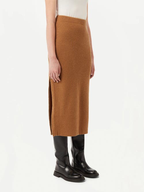 Gobi Mongolian Cashmere Cashmere Skirt With Zip In Brown