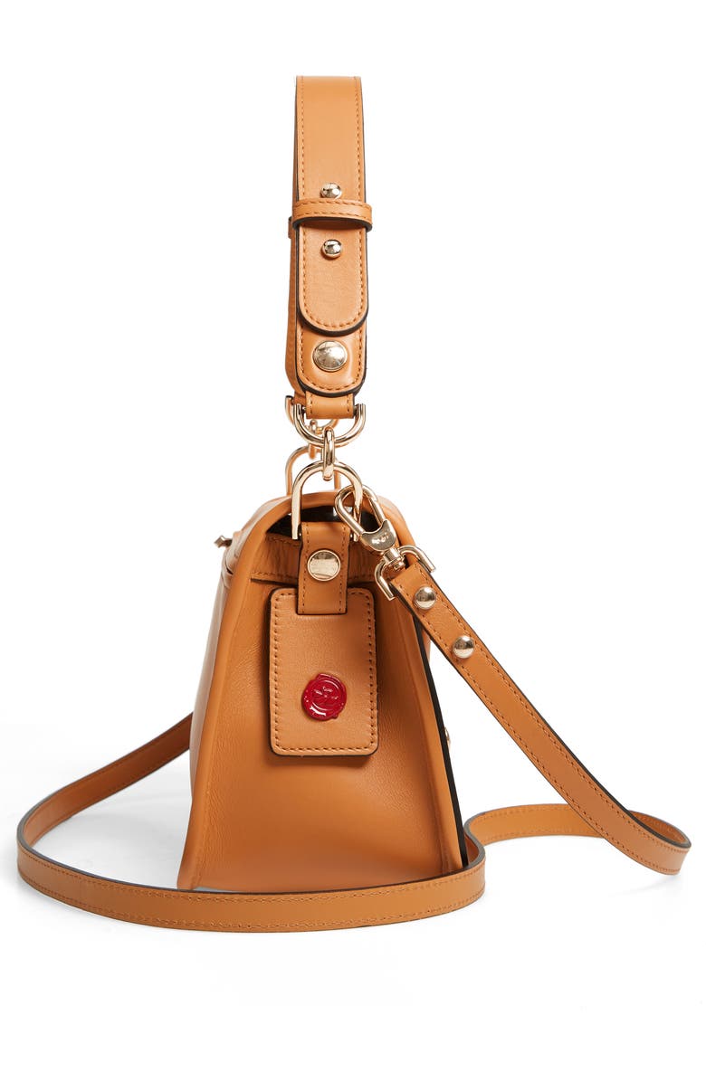 Longchamp Mademoiselle Calfskin Leather Crossbody Bag, Alternate, color, Honey