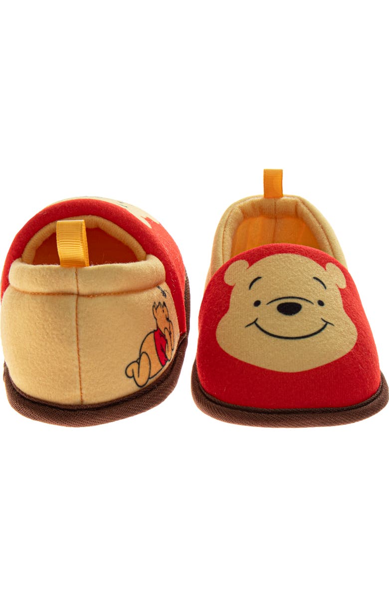 Disney Winnie the Pooh Kids' Slippers - Plush, Warm, and Soft House Shoes, Alternate, color, Yellow/Red