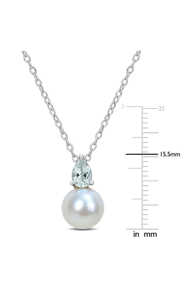 Aquamarine & Freshwater Pearl Pendant Necklace, Alternate, color, BLUE