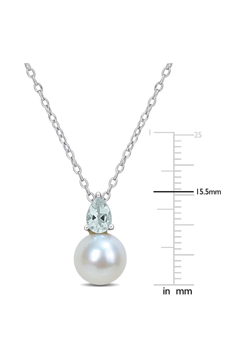 DELMAR Aquamarine & Freshwater Pearl Pendant Necklace, Alternate, color, Blue