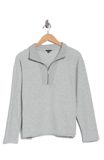 Splendid Half Zip Sweater In Gray