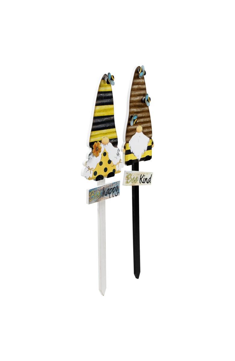 Northlight Bee Gnomes Wooden Garden Stakes - 24" - Set of 2, Alternate, color, Yellow