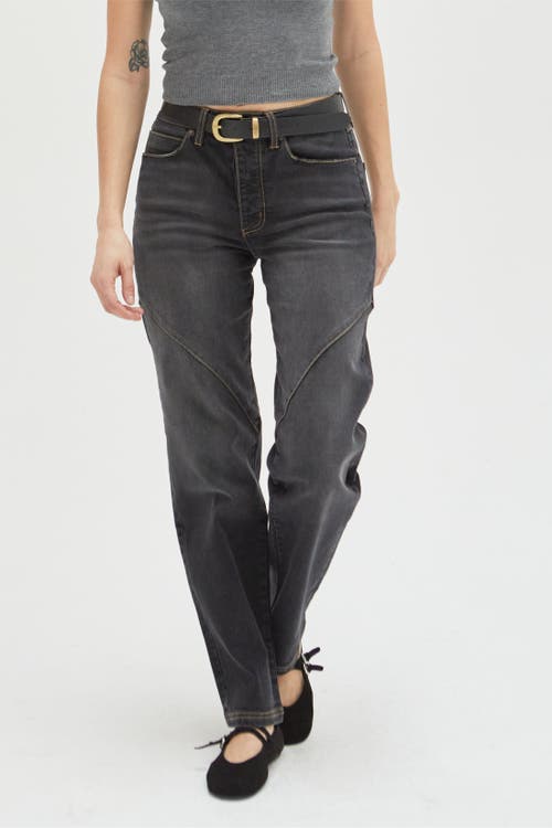 OLIVER LOGAN OLIVER LOGAN MULBERRY JEANS HIGH RISE CURVED SEAMS FADED BLACK 