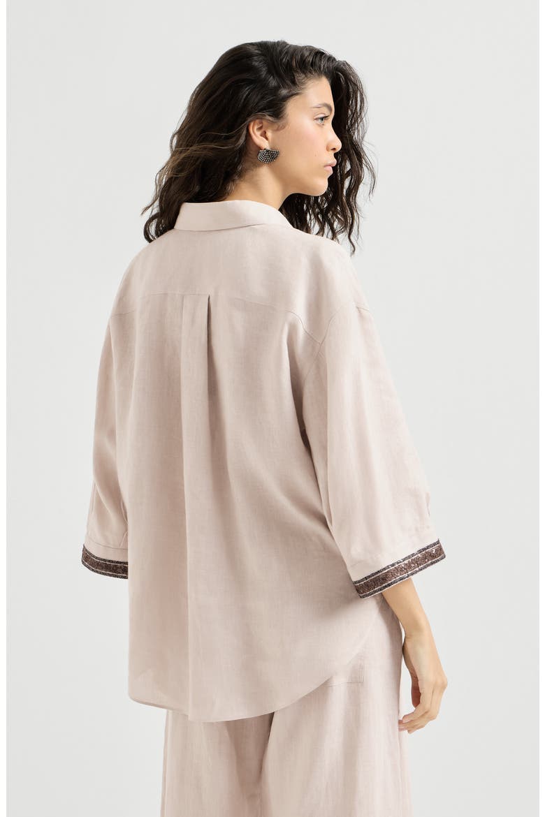 Linen shirt with dazzling cuffs, Alternate, color, Yuta