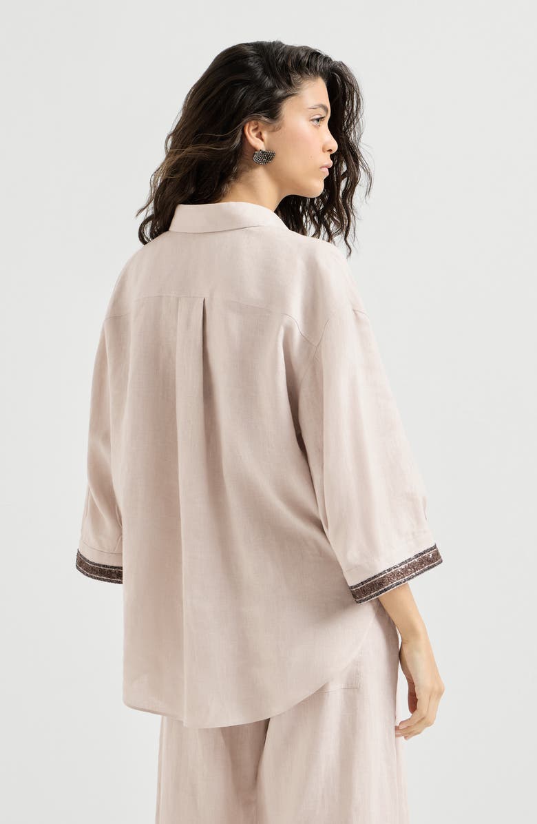 Brunello Cucinelli Linen shirt with dazzling cuffs, Alternate, color, Yuta