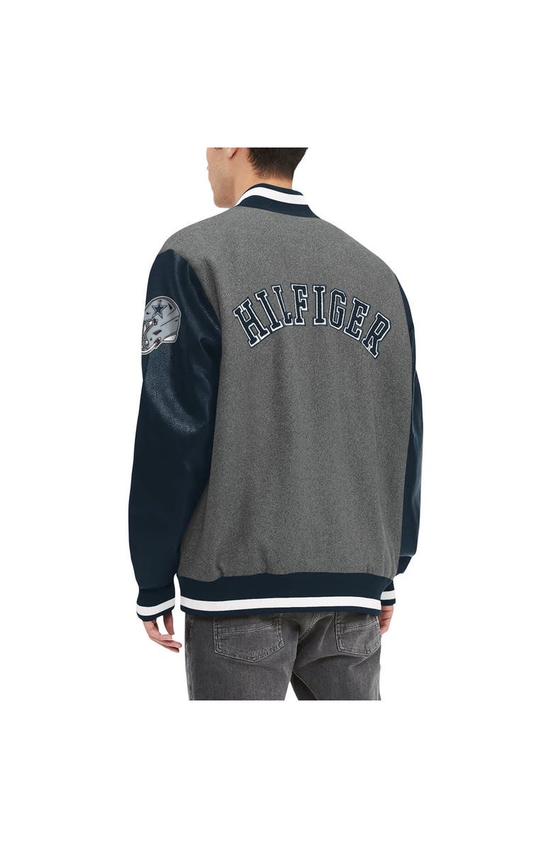 Tommy Hilfiger Men's Tommy Hilfiger Heather Gray/Navy Dallas Cowboys Gunner Full-Snap Varsity Jacket, Alternate, color, Heather Gray