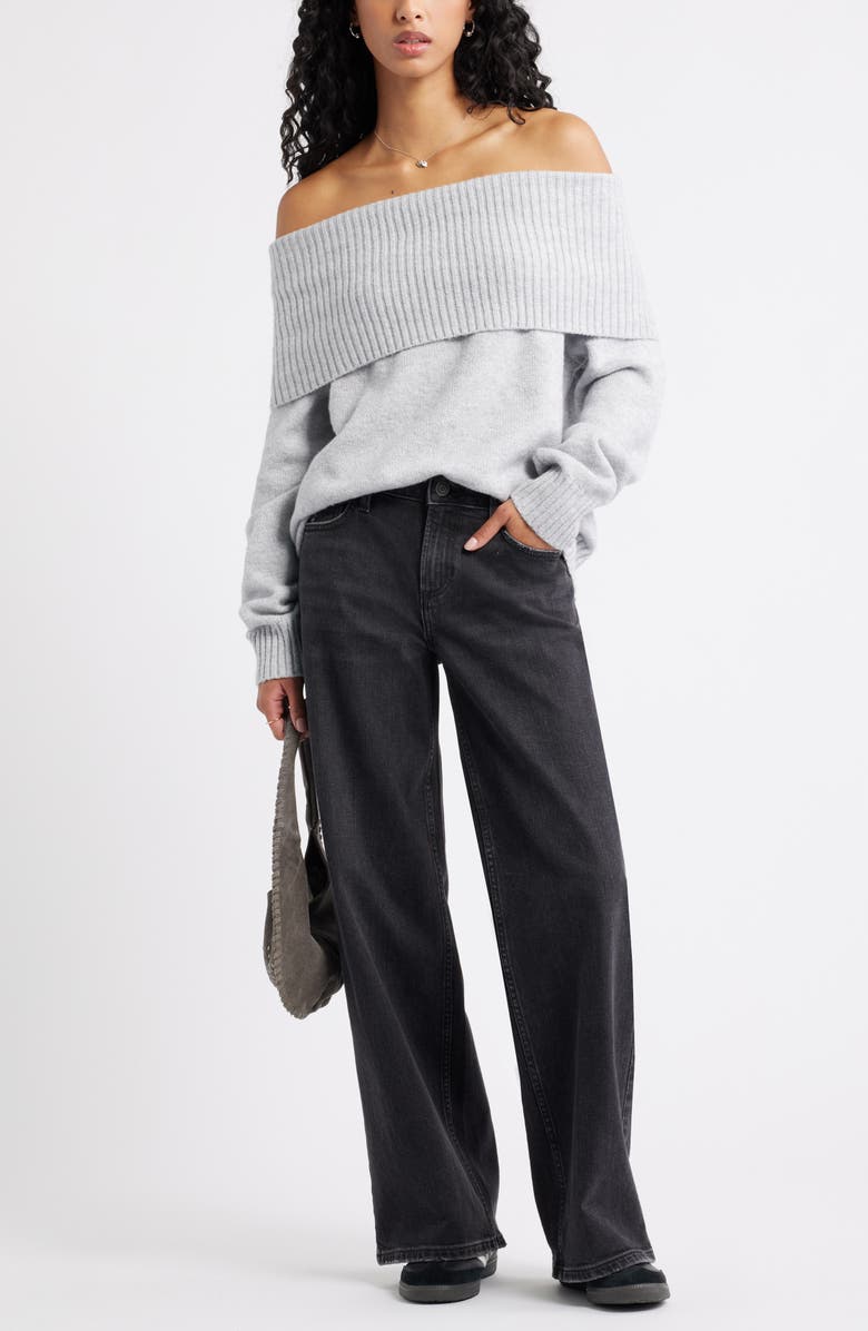 BP. Off the Shoulder Sweater, Alternate, color, Grey Soft Heather