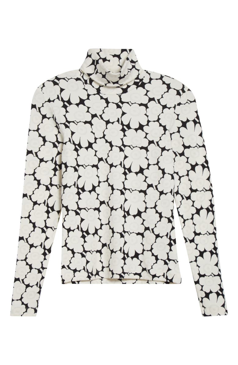 Marimekko Emali Unikko Rib Jersey Turtleneck Top, Alternate, color, White