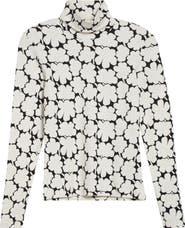 Marimekko Emali Unikko Rib Jersey Turtleneck Top