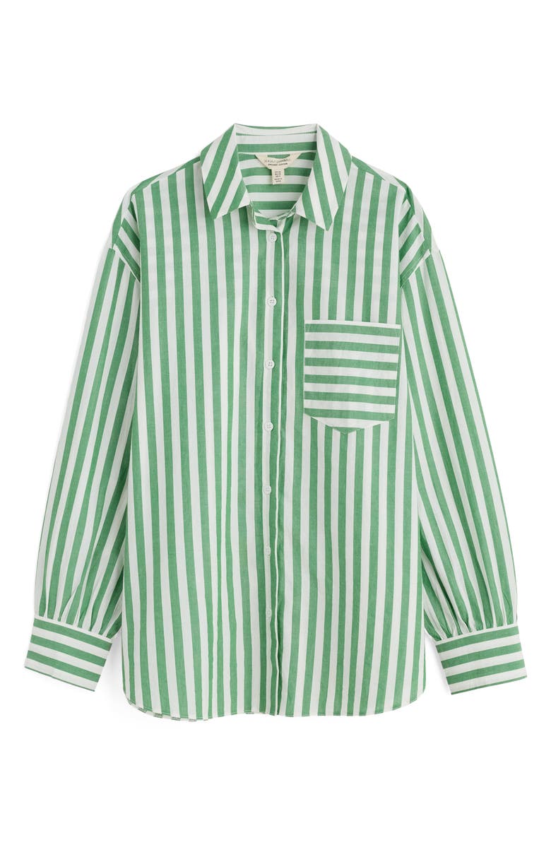 Seasalt Cornwall Sea Path Oversize Organic Cotton Poplin Button-Up Shirt, Alternate, color, Mini Scallion Stripe Hedgerow
