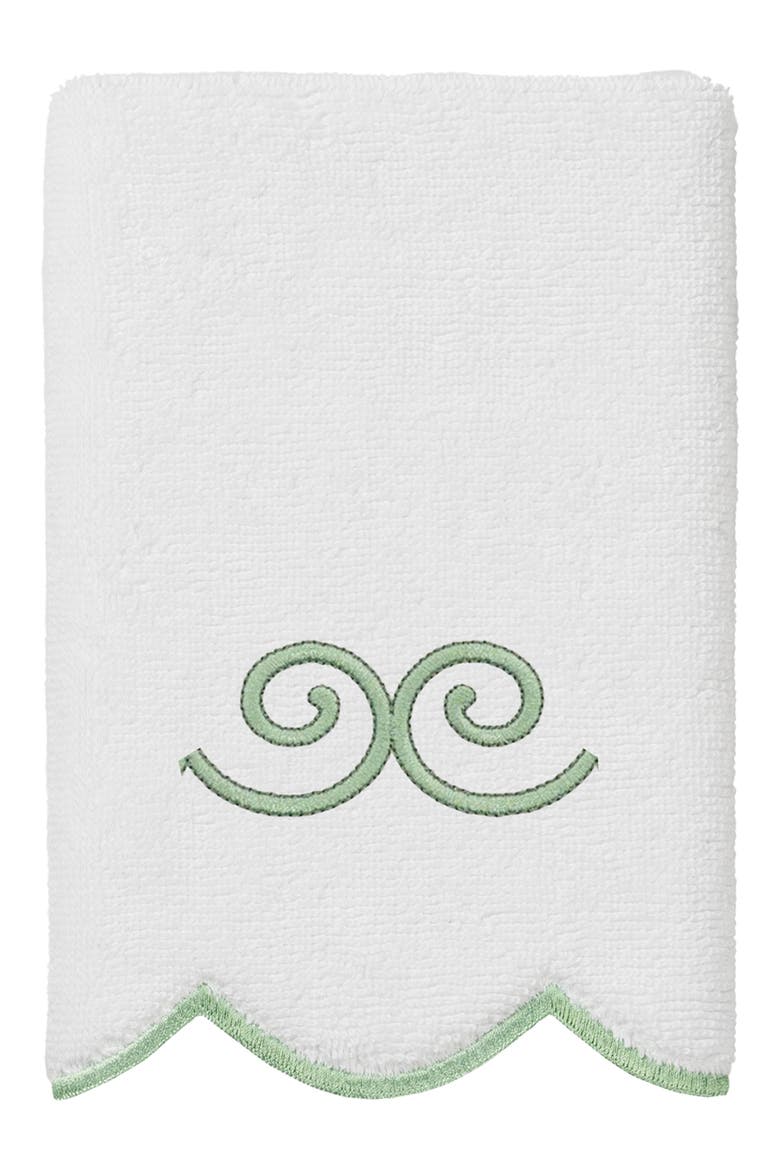 6-Piece Symmetra Embroidered Turkish Cotton Towel Set, Alternate, color, WHITE/ GREEN