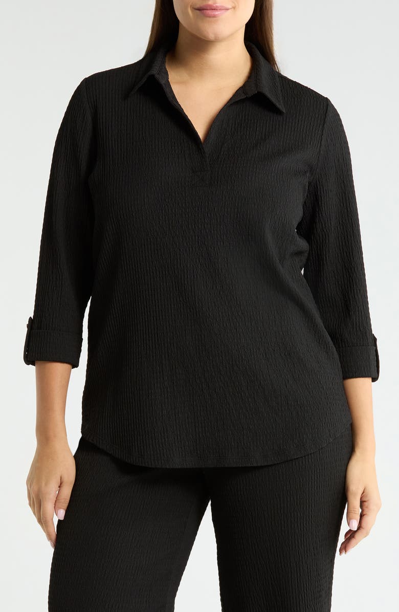 AK ANNE KLEIN Textured Ridge Knit Popover Top, Main, color, Anne Black