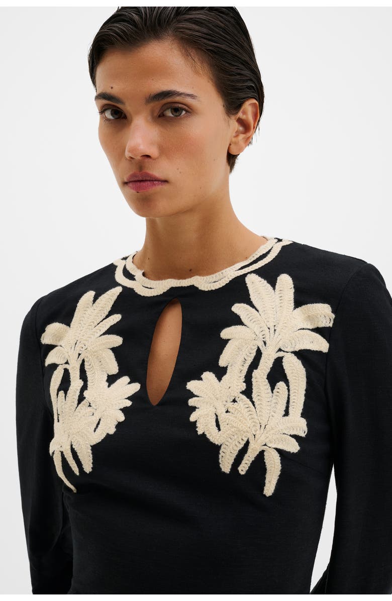 Malina Henny Embroidered Mini Dress, Alternate, color, Black
