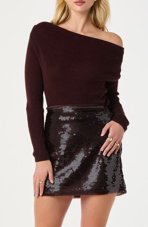 One-Shoulder Rib Sweater
