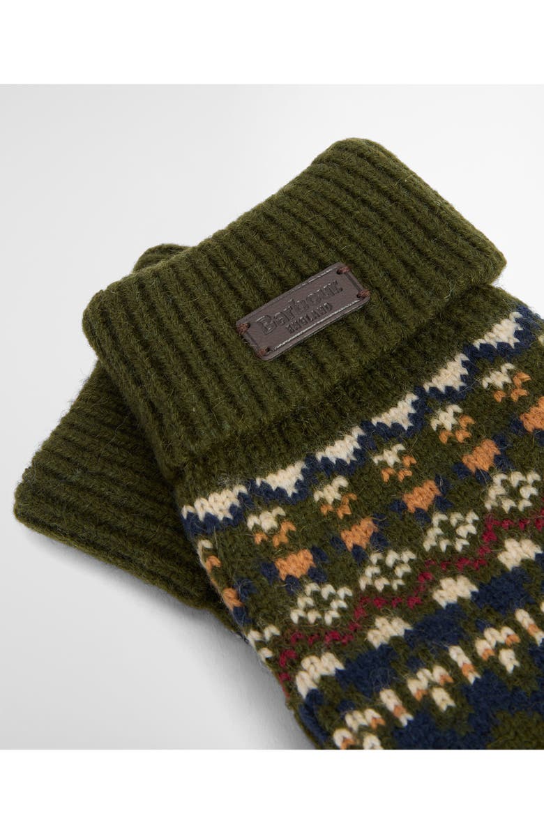 Barbour Marlow Fair Isle Wool-Blend Knit Gloves, Alternate, color, Olive