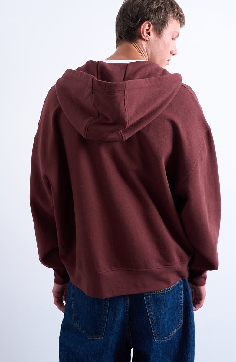 Topman Oversize Zip Hoodie, Alternate, color, Brown