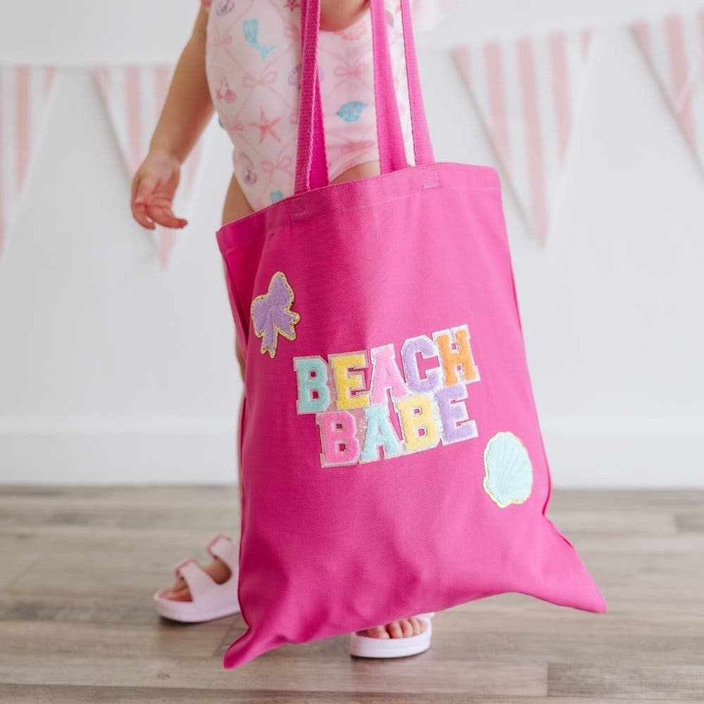 Sweet Wink Beach Babe Patch Tote, Alternate, color, Raspberry Pink