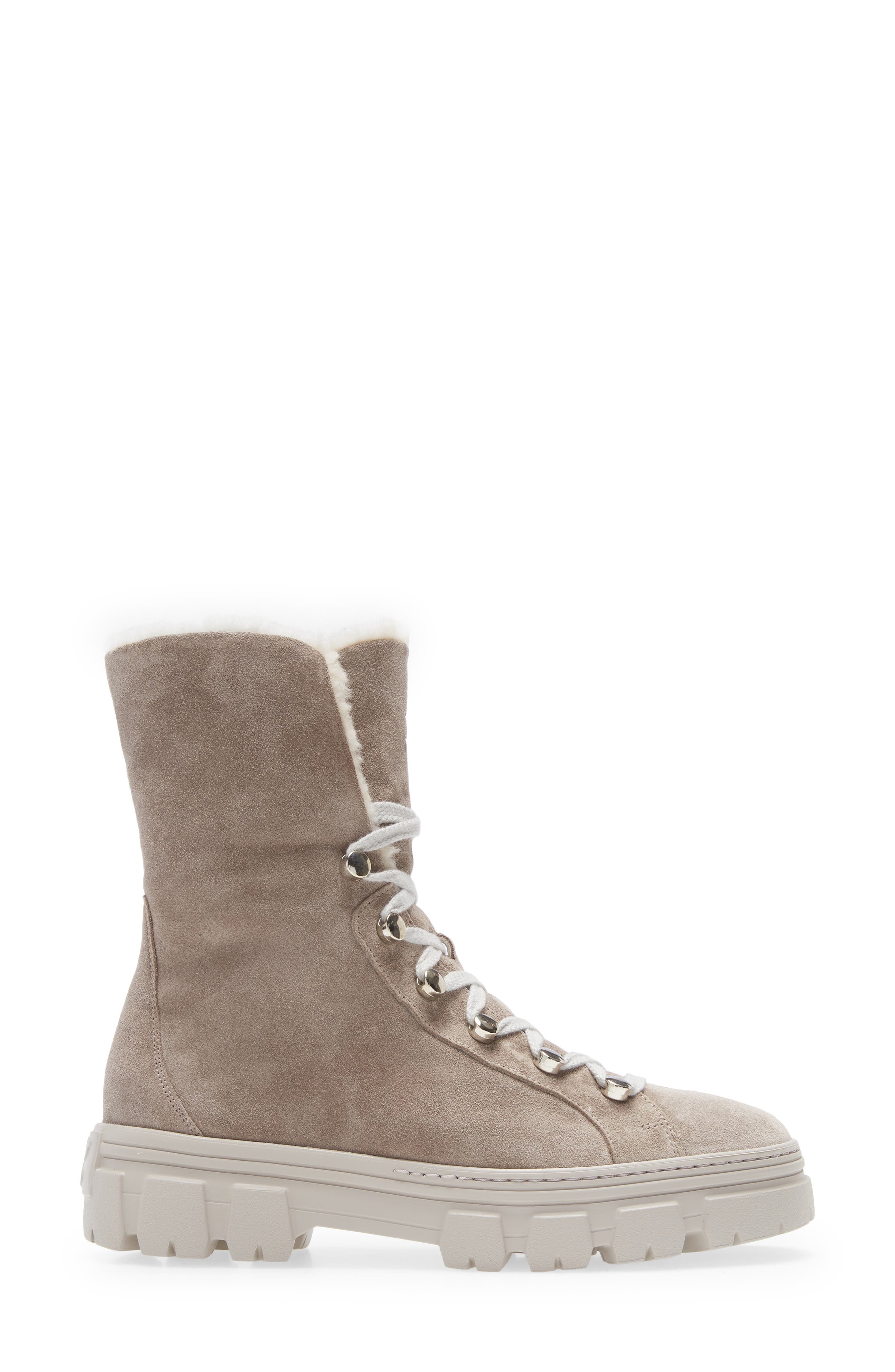 Karla Lace-Up Wool Bootie, Alternate, color, STONE SOFT SUEDE