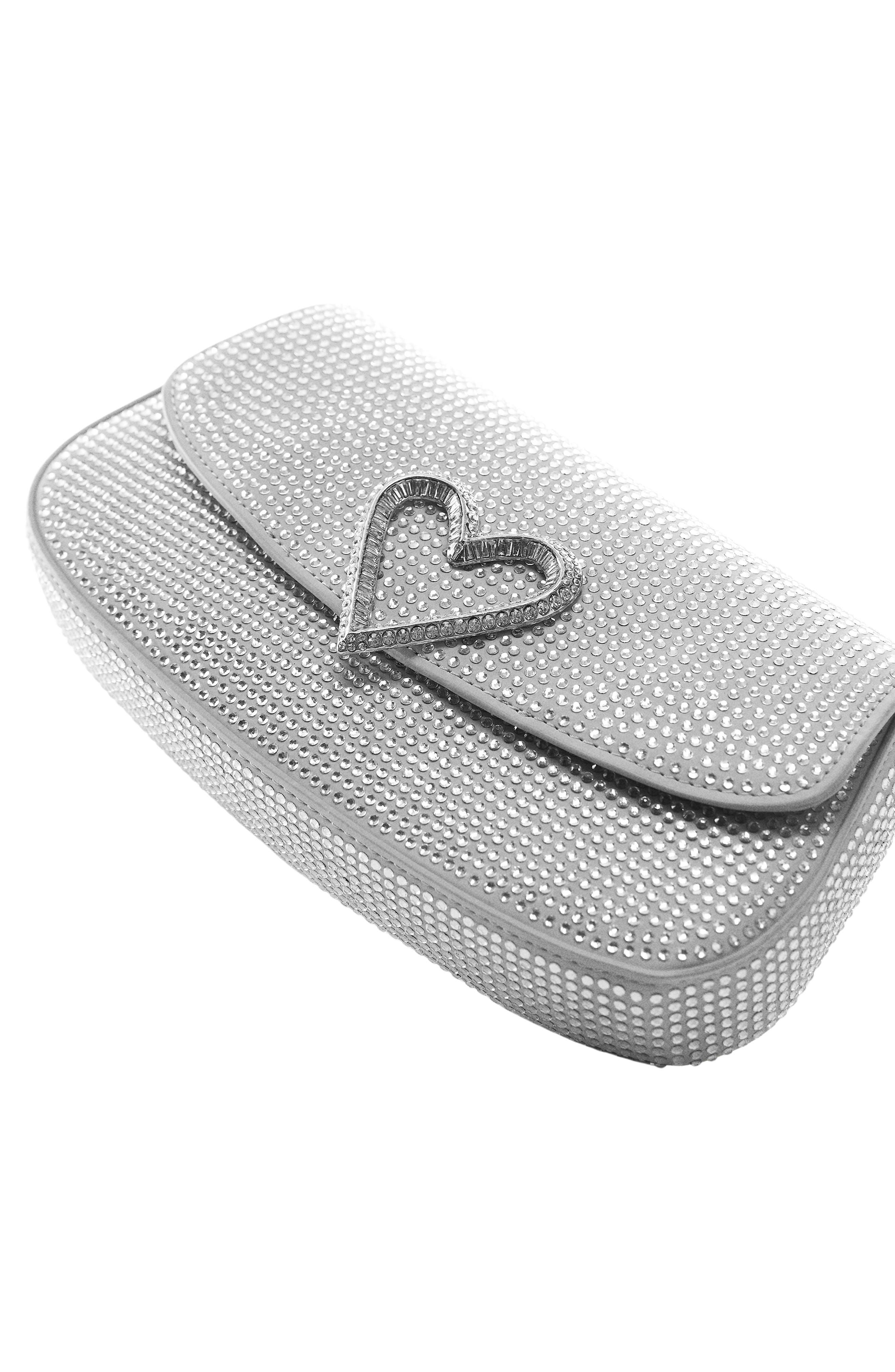 MANGO Crystal Heart Shoulder Bag, Alternate, color, 