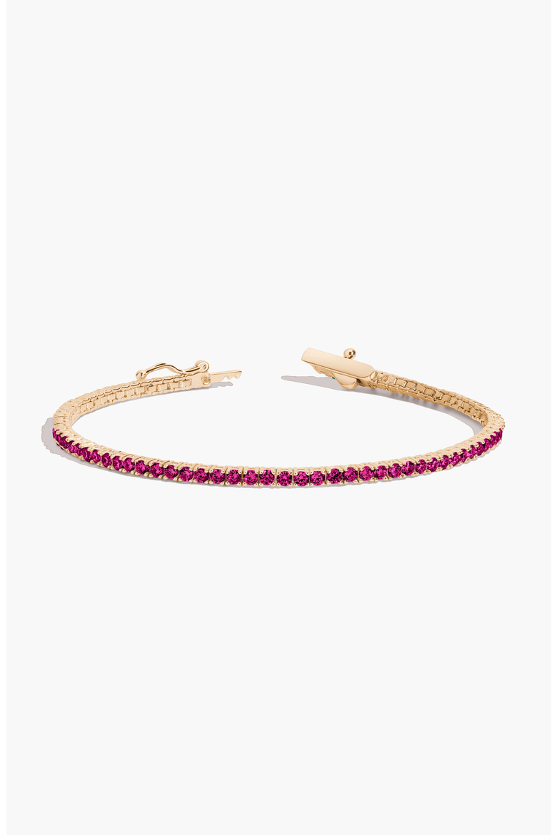 Lab Grown 3ct Red Ruby Tennis Bracelet, Main, color, Yellow Gold Vermeil