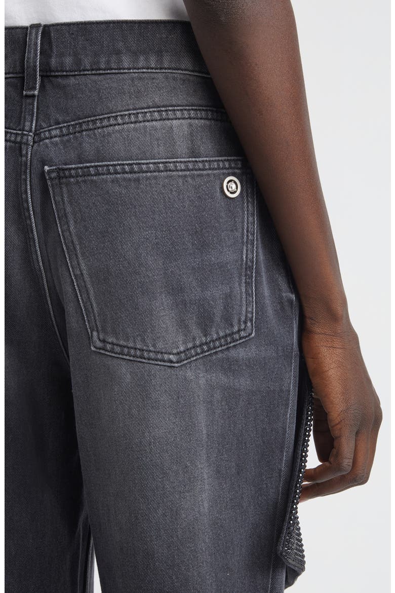 Hotfix Thigh Slash Straight Leg Jeans, Alternate, color, WASHED BLACK