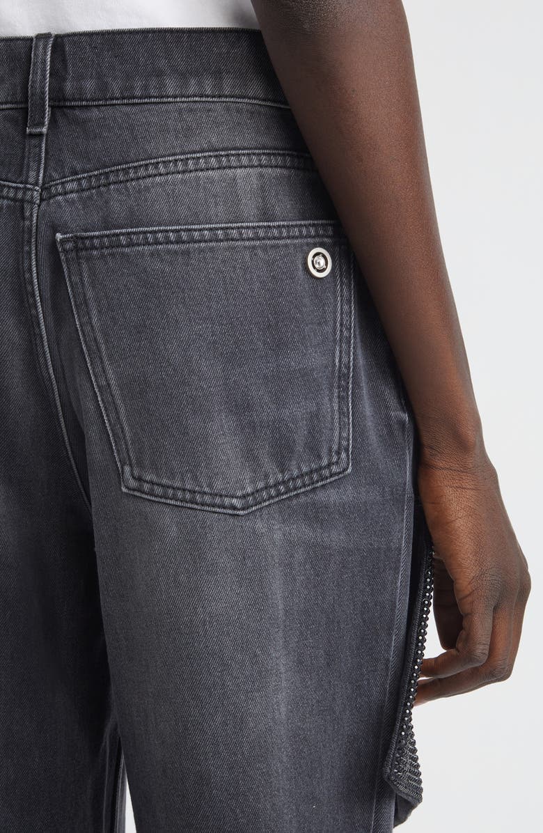 Area Hotfix Thigh Slash Straight Leg Jeans, Alternate, color, Washed Black