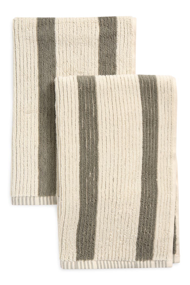 2-Pack Reversible Stripe Hand Towel, Main, color, GREEN HALO