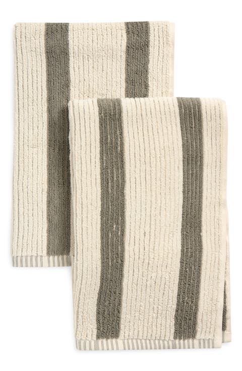 2-Pack Reversible Stripe Hand Towel