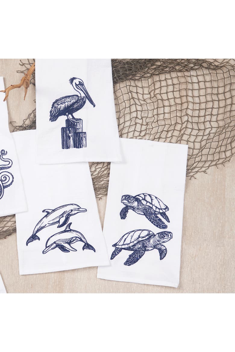 Blue Sea Turtles Kitchen and Bathroom Embroidered Hand Towel, Alternate, color, Blue
