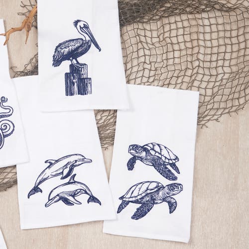 C & F Home C&f Home Blue Sea Turtles Kitchen And Bathroom Embroidered Hand Towel In Blue