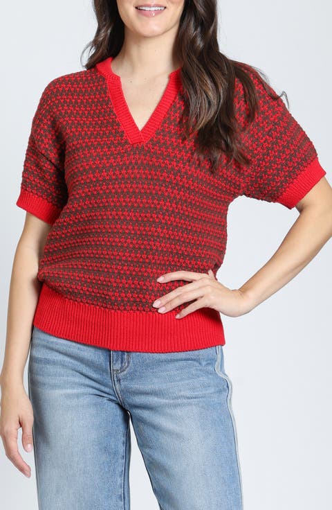 Interlocking Zig-Zag V-Neck Sweater