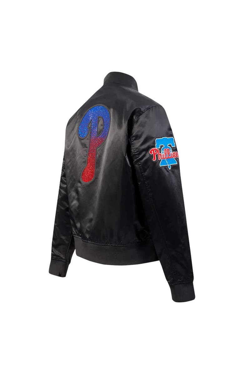 PRO STANDARD Women's Pro Standard Black Philadelphia Phillies Rhinestone Satin Full-Snap Jacket, Alternate, color, 