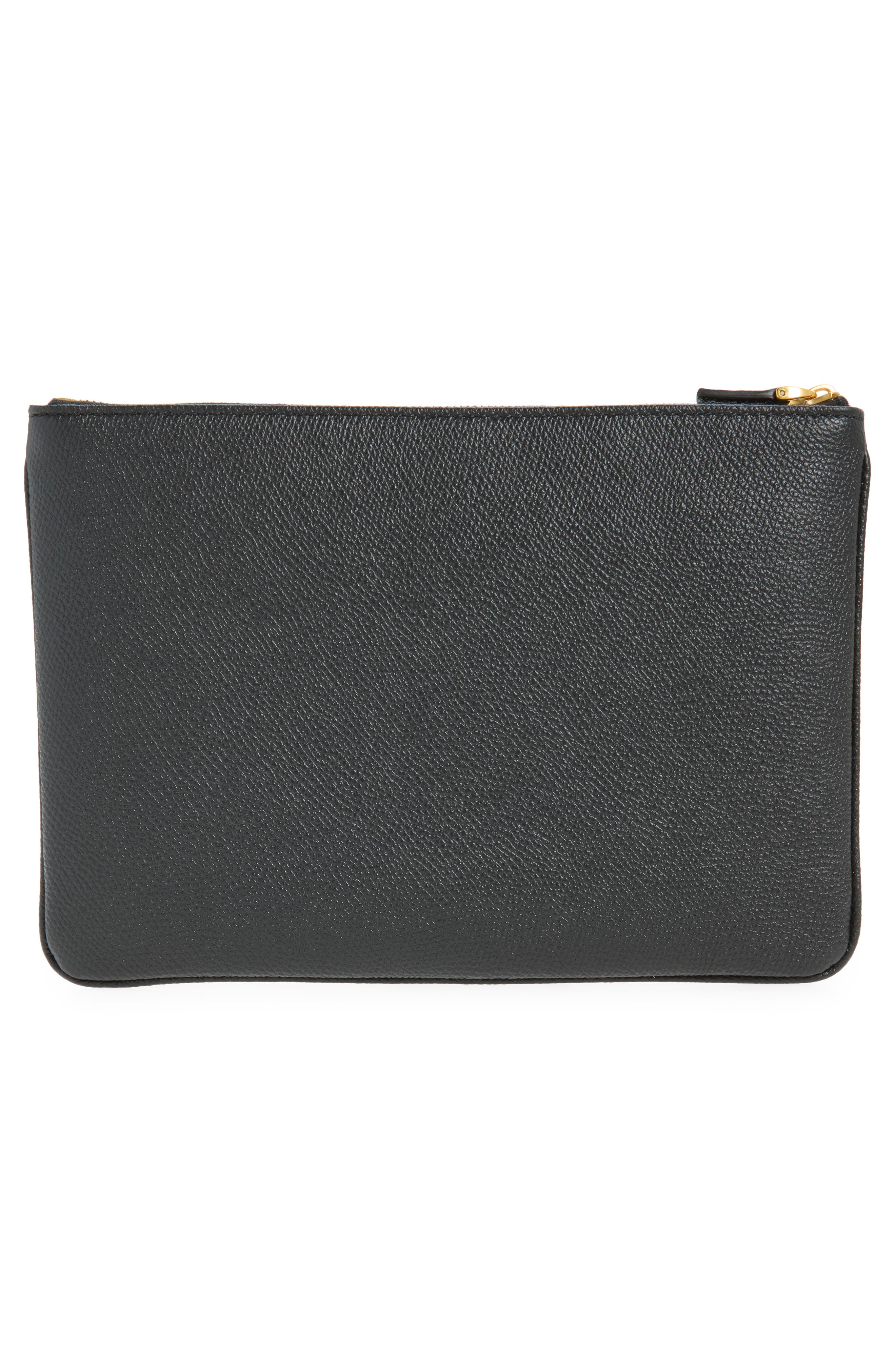 Medium VLOGO Leather Pouch, Alternate, color, BLACK