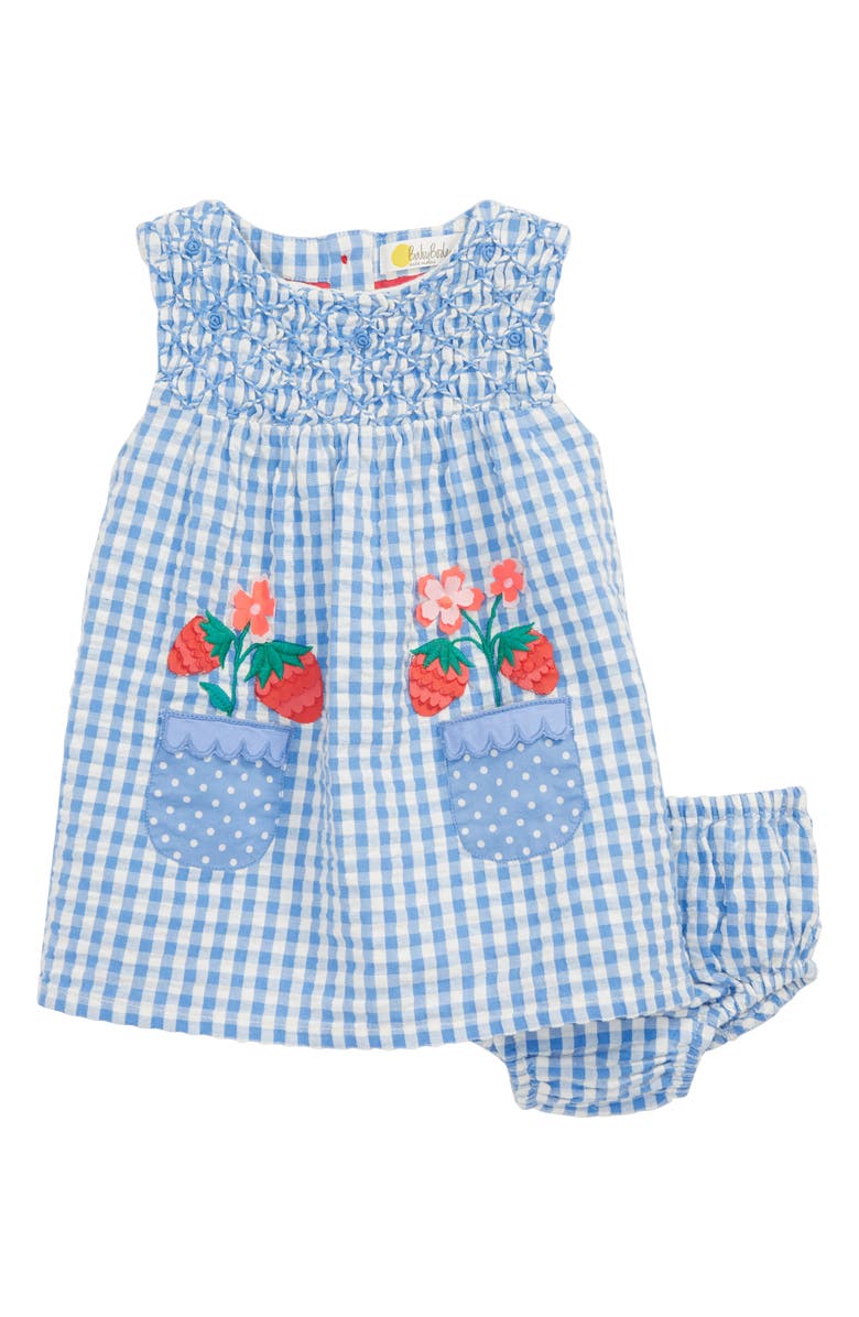 Mini Boden Smocked Strawberry Appliqué Dress, Main, color,
