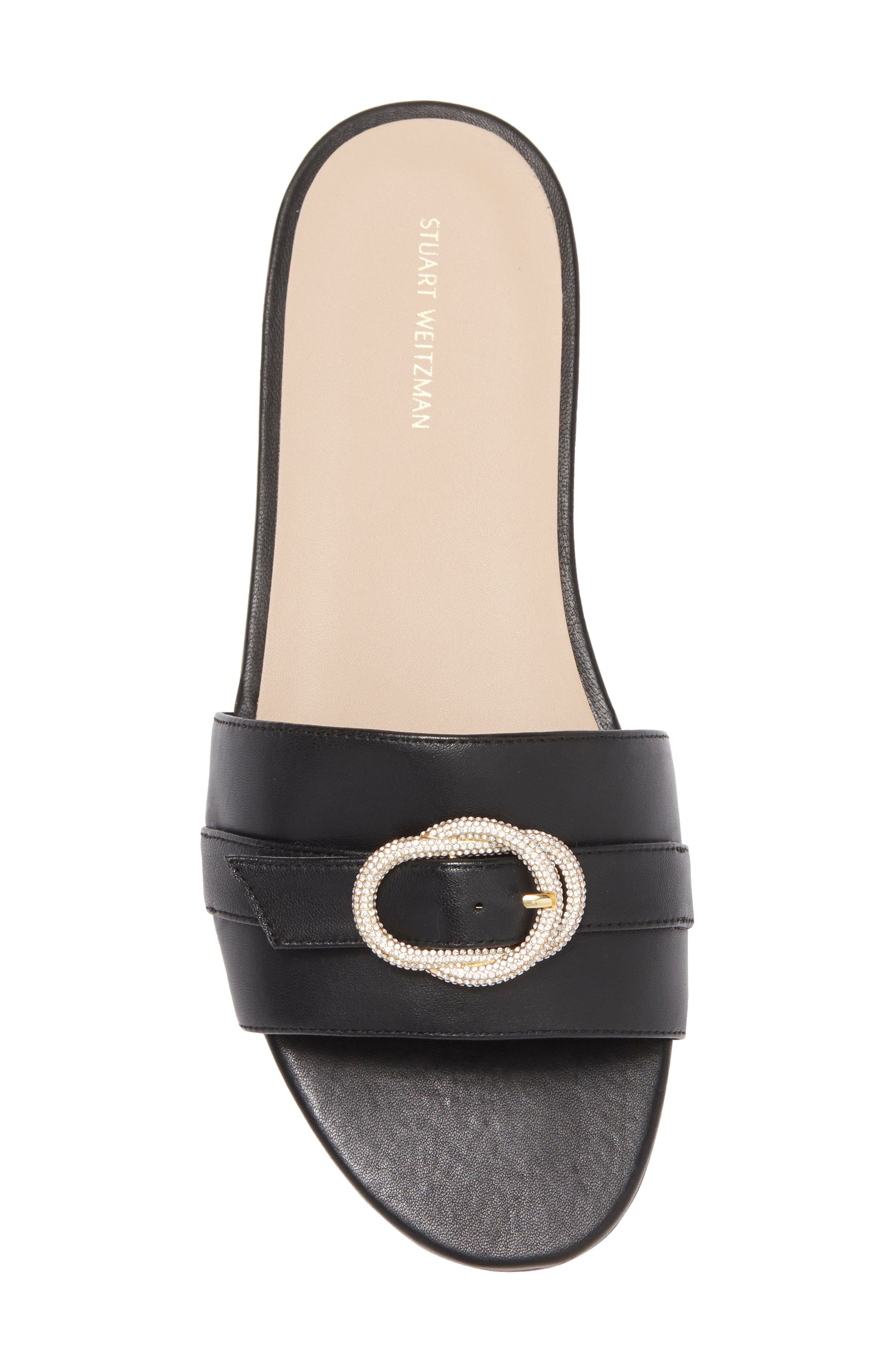 Stuart Weitzman Crystal Buckle Slide Sandal, Alternate, color, 