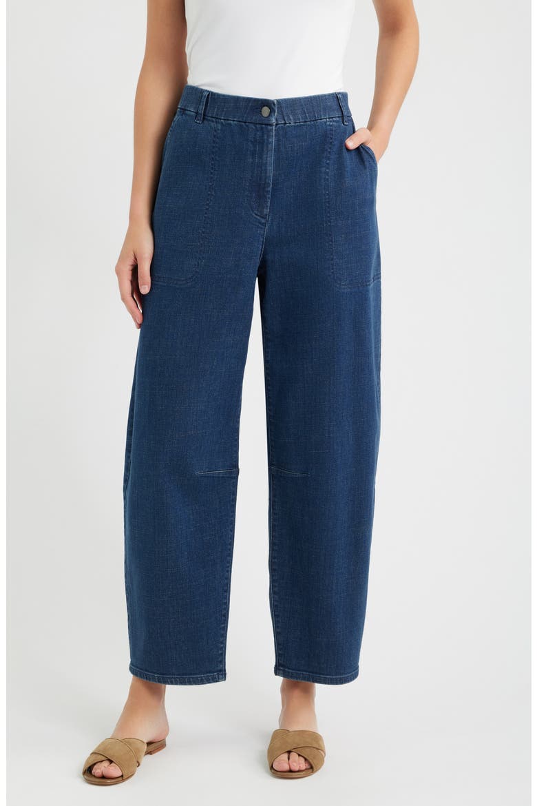 Organic & Recycled Cotton High Waist Ankle Arch Jeans, Main, color, MEDIUM INDIGO