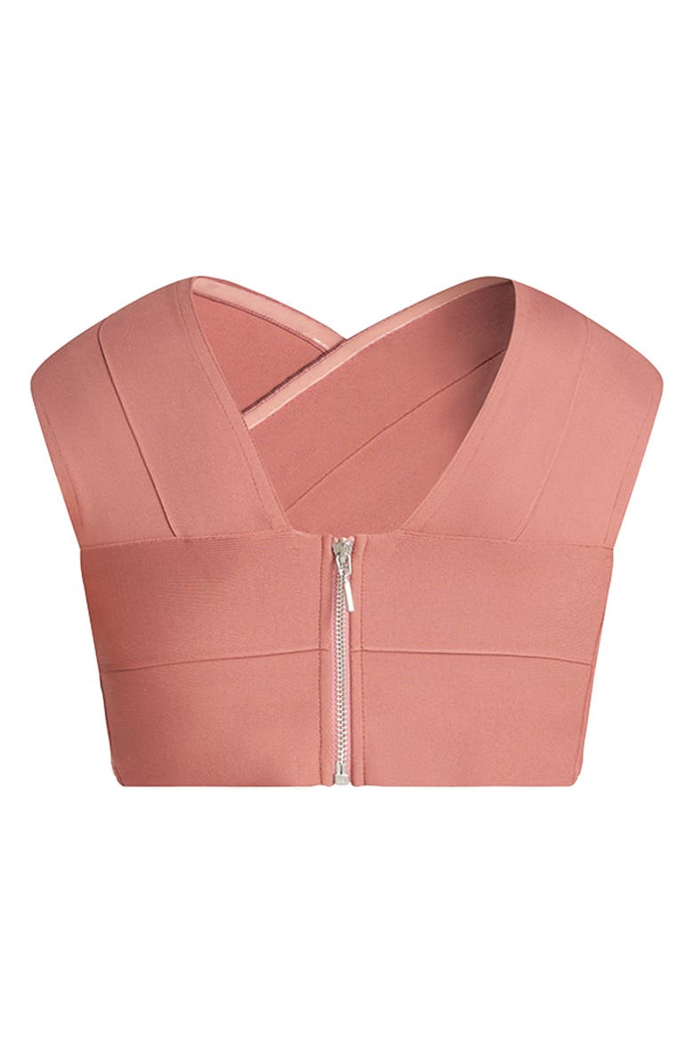 HERVE BY HERVE LEGER Crossover Bandage Knit Body-Con Bra, Alternate, color, 