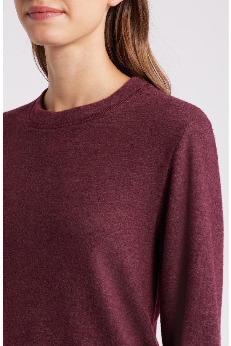 Crewneck Brushed Jersey Top, Alternate, color, PLUM
