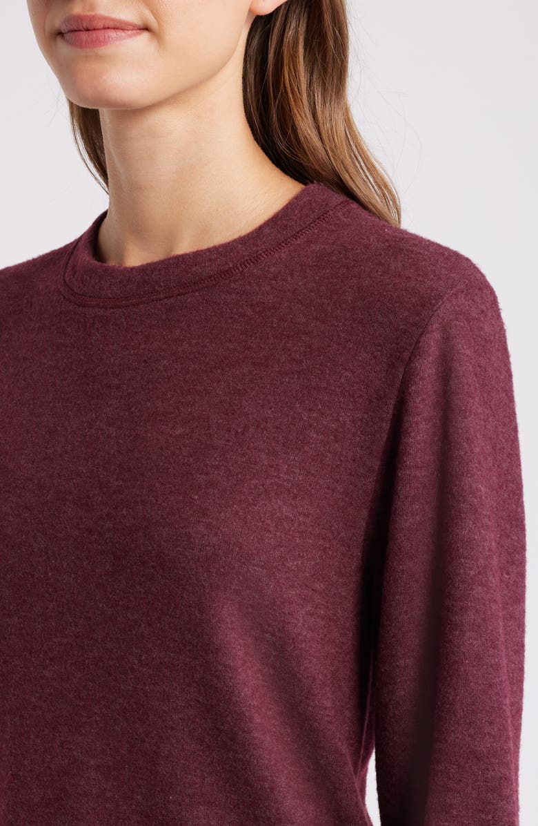 Loveappella Crewneck Brushed Jersey Top, Alternate, color, Plum