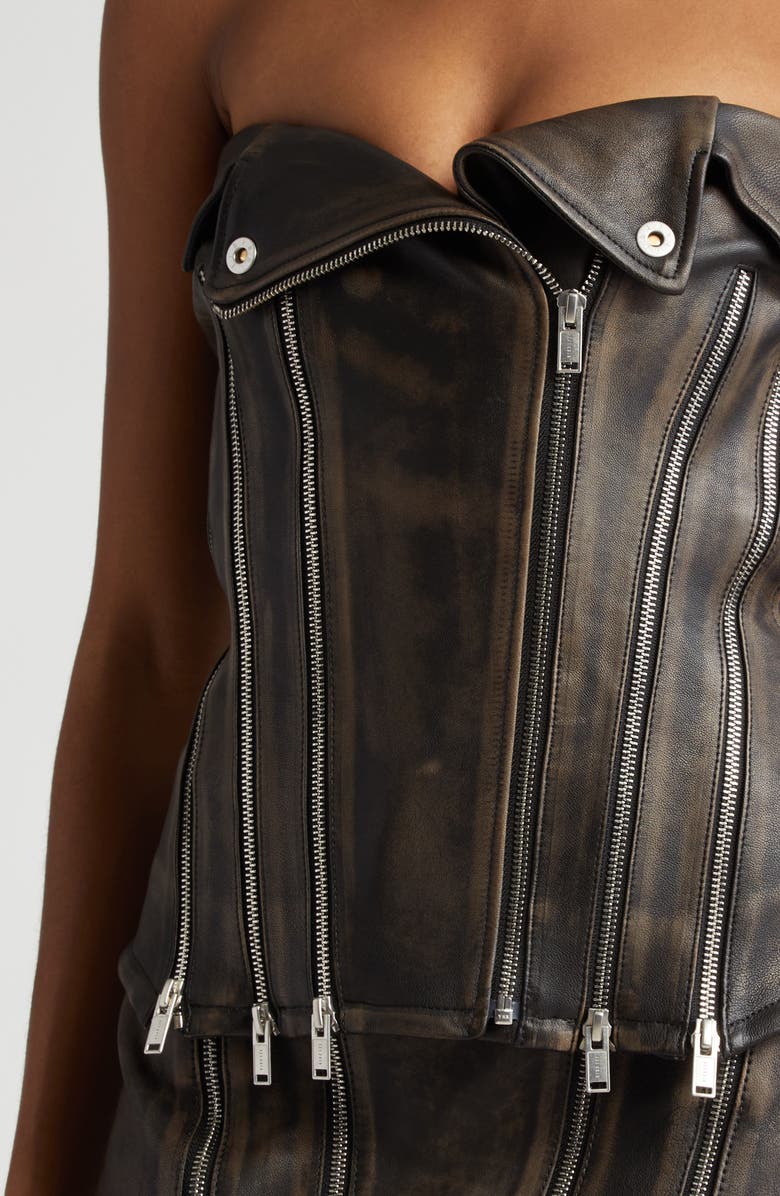 Dion Lee Zip Leather Biker Corset, Alternate, color, 