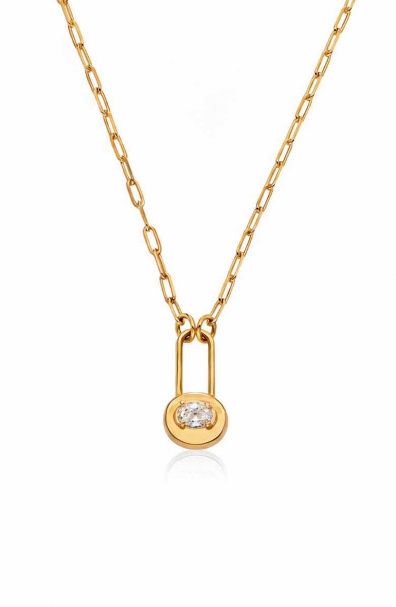 Oak & Luna Lock & Luna Charm with Oval Cut Moissanite in Gold, Main, color, Gold Vermeil