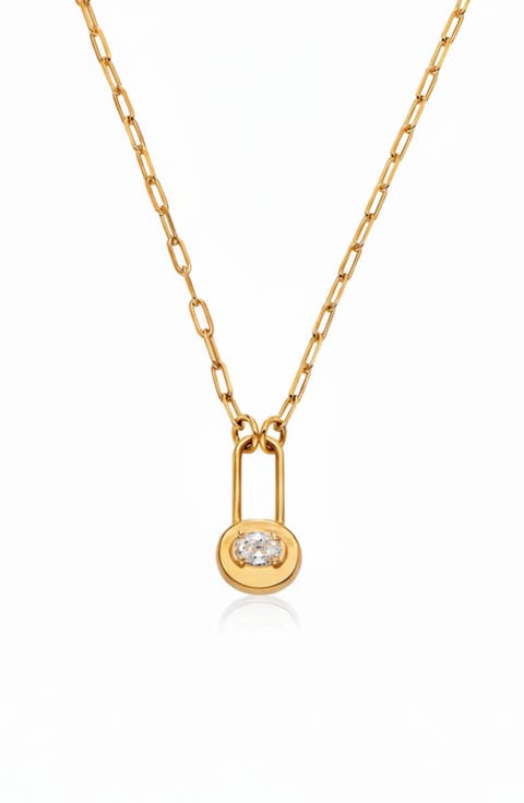 Lock & Luna Charm with Oval Cut Moissanite in Gold