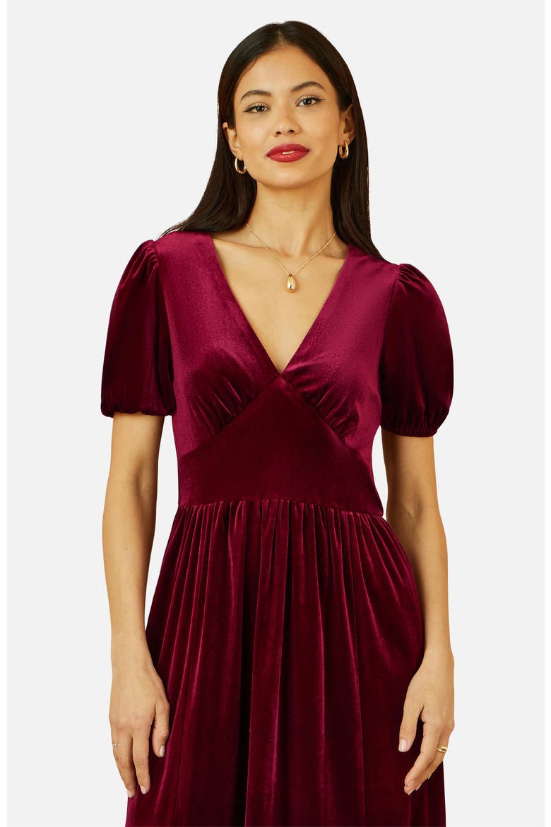 Velvet Midi Dress, Alternate, color, Burgundy
