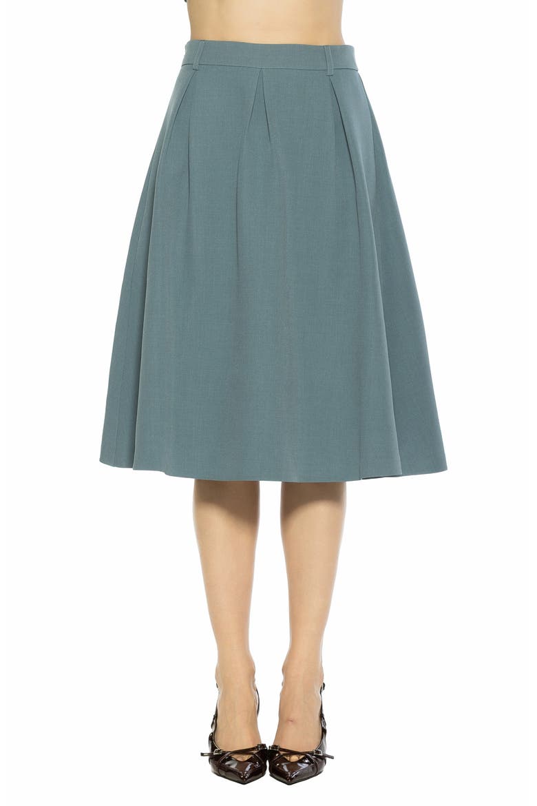 Camille Pleated Midi Skirt, Main, color, TEAL