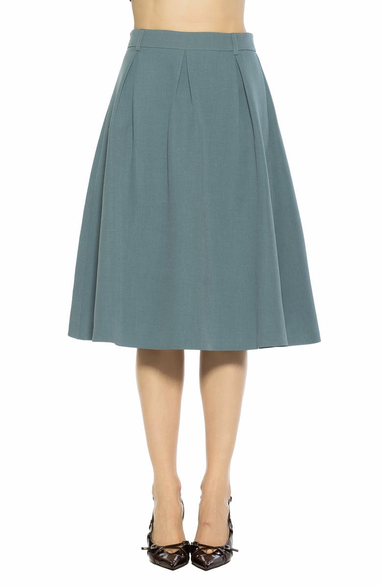 Alexia Admor Camille Pleated Midi Skirt, Main, color, Teal
