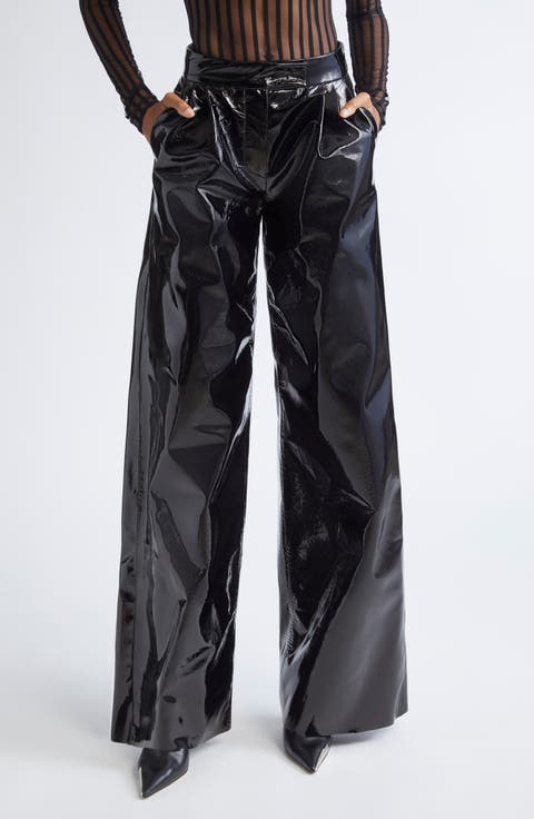 Wide Leg Patent Leather Pants
