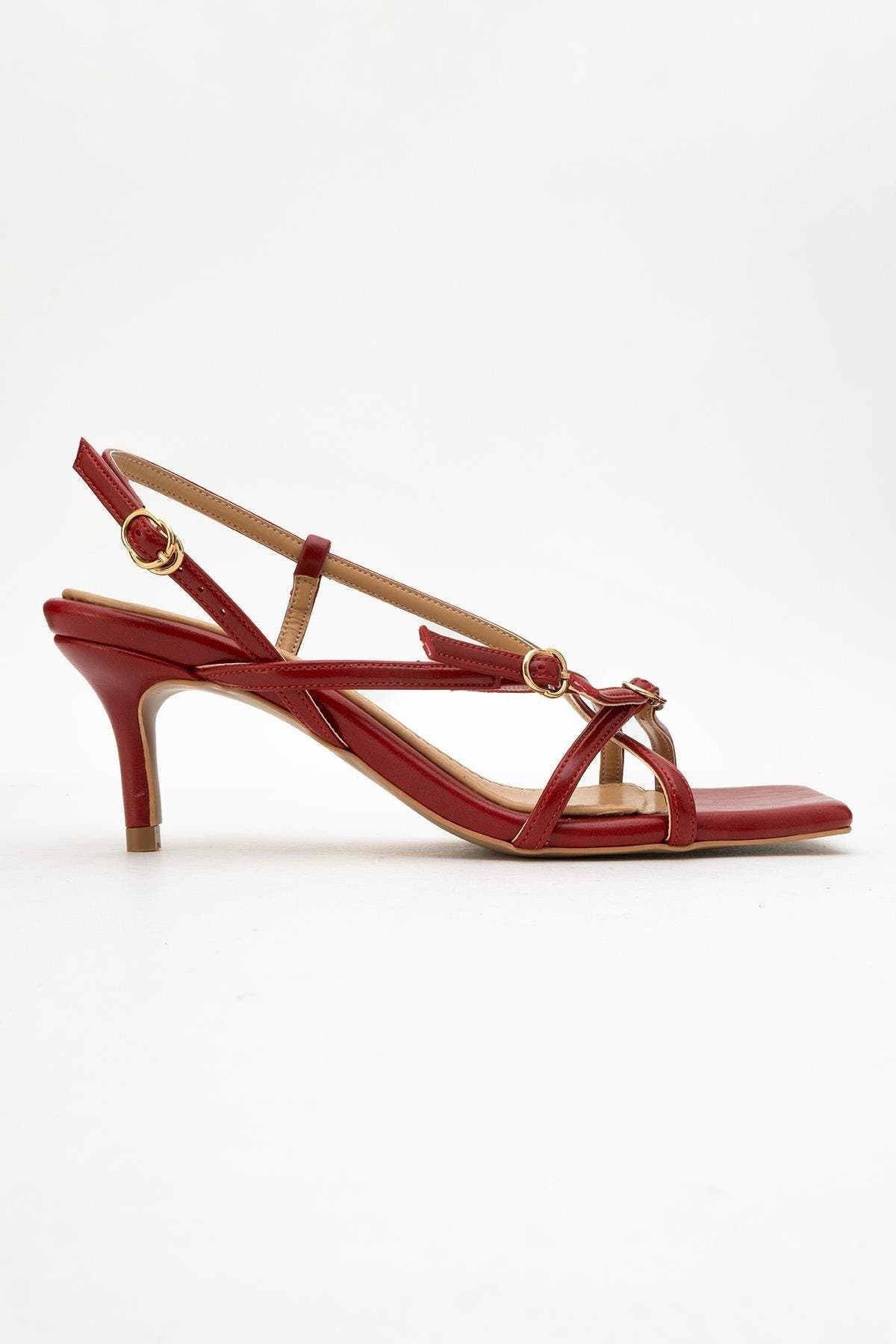 Prologue Shoes Chaka Square Toe Stiletto Sandal, Alternate, color, Red